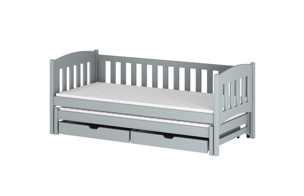 Veneti Detská posteľ s prístelkou a zásuvkami ADINA - 80x200, šedá